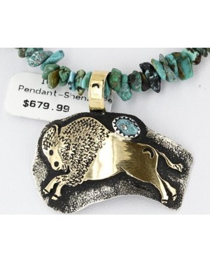 12kt Gold Filled and .925 Sterling Silver Handmade Buffalo Certified Authentic Navajo Turquoise Native American Necklace 371054188725