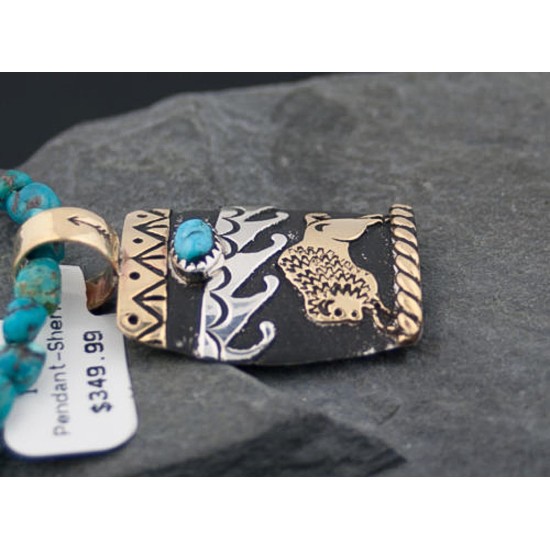 12kt Gold Filled and .925 Sterling Silver Handmade Buffalo Certified Authentic Navajo Turquoise Native American Necklace 390646443781