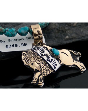 12kt Gold Filled and .925 Sterling Silver Handmade Buffalo Certified Authentic Navajo Turquoise Native American Necklace 390648410475