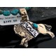 12kt Gold Filled and .925 Sterling Silver Handmade Buffalo Certified Authentic Navajo Turquoise Native American Necklace 390648410475