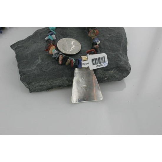 12kt Gold Filled and .925 Sterling Silver Handmade Buffalo Certified Authentic Navajo Turquoise Native American Necklace 390662464117
