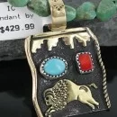 12kt Gold Filled and .925 Sterling Silver Handmade Buffalo Navajo Turquoise Native American Necklace 390667363732
