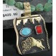 12kt Gold Filled and .925 Sterling Silver Handmade Buffalo Certified Authentic Navajo Turquoise Native American Necklace 390667363732