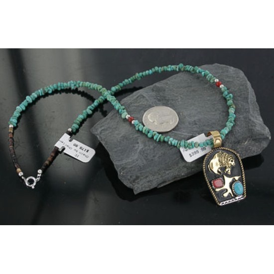 12kt Gold Filled and .925 Sterling Silver Handmade Buffalo Certified Authentic Navajo Turquoise Native American Necklace 390669120135 12kt Gold Filled and .925 Sterling Silver Handmade Buffalo Certified Authentic Navajo Turquoise Native American Necklace 390669120135