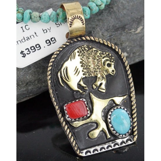 12kt Gold Filled and .925 Sterling Silver Handmade Buffalo Certified Authentic Navajo Turquoise Native American Necklace 390669120135 12kt Gold Filled and .925 Sterling Silver Handmade Buffalo Certified Authentic Navajo Turquoise Native American Necklace 390669120135