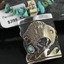 12kt Gold Filled and .925 Sterling Silver Handmade Buffalo Navajo Turquoise Native American Necklace 390674946344