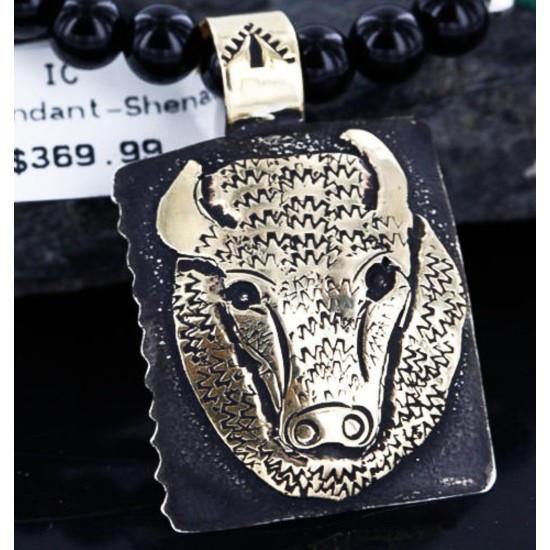 12kt Gold Filled and .925 Sterling Silver Handmade Buffalo Certified Authentic Navajo Turquoise Native American Necklace 390746119886