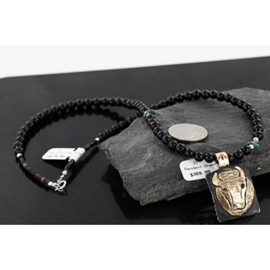 12kt Gold Filled and .925 Sterling Silver Handmade Buffalo Certified Authentic Navajo Turquoise Native American Necklace 390746119886
