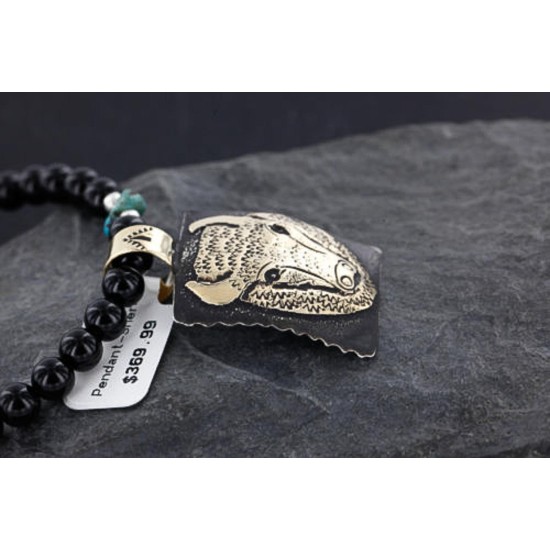 12kt Gold Filled and .925 Sterling Silver Handmade Buffalo Certified Authentic Navajo Turquoise Native American Necklace 390746119886