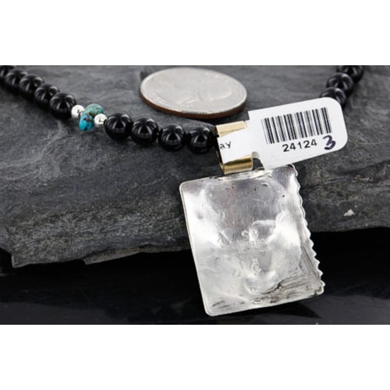 12kt Gold Filled and .925 Sterling Silver Handmade Buffalo Certified Authentic Navajo Turquoise Native American Necklace 390746119886