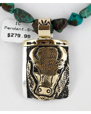 12kt Gold Filled and .925 Sterling Silver Handmade Buffalo Certified Authentic Navajo Turquoise Native American Necklace 390776424217