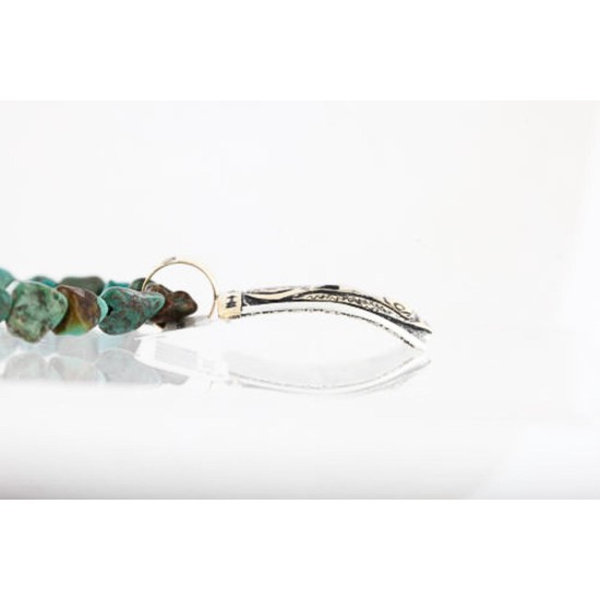 12kt Gold Filled and .925 Sterling Silver Handmade Buffalo Certified Authentic Navajo Turquoise Native American Necklace 390776424217