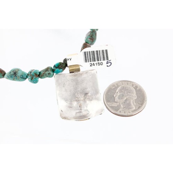 12kt Gold Filled and .925 Sterling Silver Handmade Buffalo Certified Authentic Navajo Turquoise Native American Necklace 390776424217