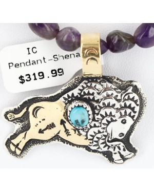 12kt Gold Filled and .925 Sterling Silver Handmade Buffalo Certified Authentic Navajo Turquoise Native American Necklace 390785545080