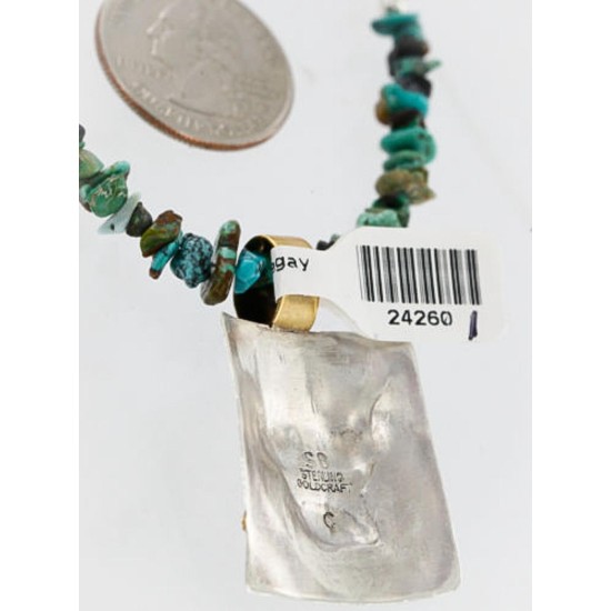12kt Gold Filled and .925 Sterling Silver Handmade Buffalo Certified Authentic Navajo Turquoise Native American Necklace 390858276962