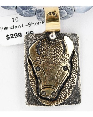 12kt Gold Filled and .925 Sterling Silver Handmade Buffalo HEAD Certified Authentic Navajo Turquoise Native American Necklace 390778493438