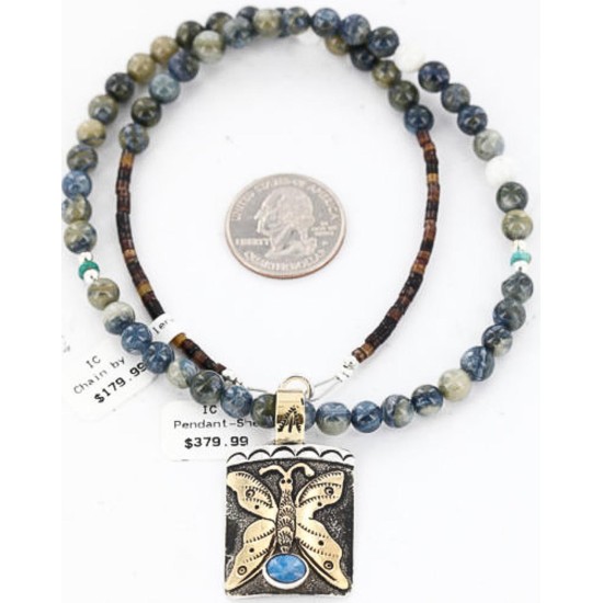 12kt Gold Filled and .925 Sterling Silver Handmade Butterfly Certified Authentic Navajo Turquoise Native American Necklace 371047897481
