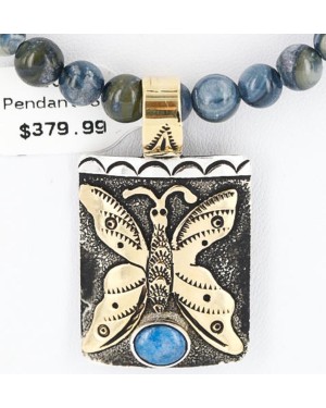 12kt Gold Filled and .925 Sterling Silver Handmade Butterfly Certified Authentic Navajo Turquoise Native American Necklace 371047897481