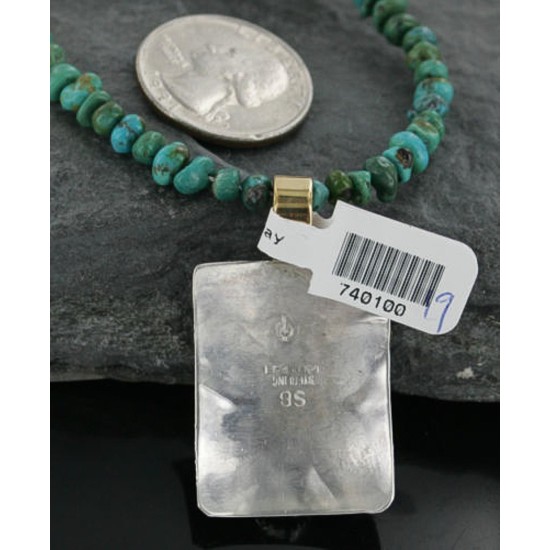 12kt Gold Filled and .925 Sterling Silver Handmade Butterfly Certified Authentic Navajo Turquoise Native American Necklace 390682377036