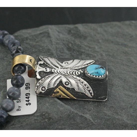 12kt Gold Filled and .925 Sterling Silver Handmade Butterfly Certified Authentic Navajo Turquoise Native American Necklace 390682493039