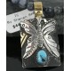 12kt Gold Filled and .925 Sterling Silver Handmade Butterfly Certified Authentic Navajo Turquoise Native American Necklace 390682493039