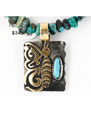12kt Gold Filled and .925 Sterling Silver Handmade Butterfly Certified Authentic Navajo Turquoise Native American Necklace 390834920624