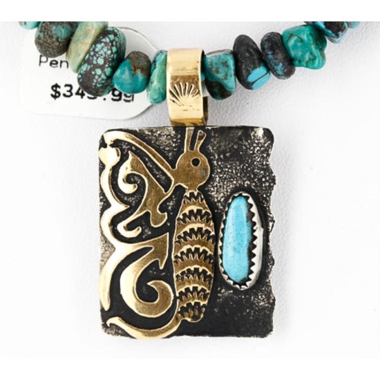 12kt Gold Filled and .925 Sterling Silver Handmade Butterfly Certified Authentic Navajo Turquoise Native American Necklace 390834920624