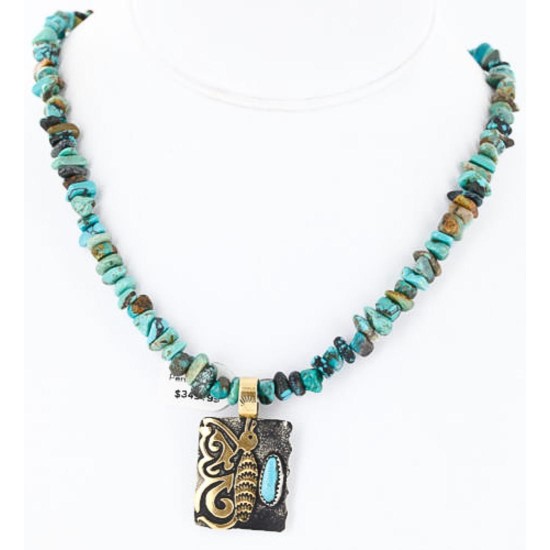 12kt Gold Filled and .925 Sterling Silver Handmade Butterfly Certified Authentic Navajo Turquoise Native American Necklace 390834920624