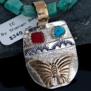 12kt Gold Filled and .925 Sterling Silver Handmade Butterfly Certified Authentic Turquoise and Coral Native American Necklace 390653358196
