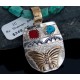 12kt Gold Filled and .925 Sterling Silver Handmade Butterfly Certified Authentic Turquoise and Coral Native American Necklace 390653358196