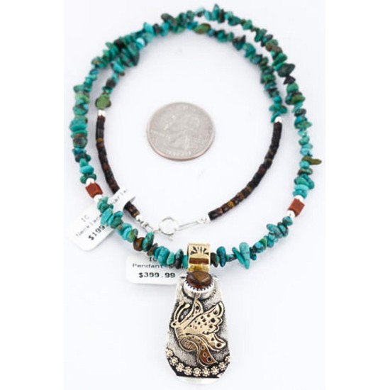 12kt Gold Filled and .925 Sterling Silver Handmade Dragonfly Certified Authentic Navajo Tigers Eye Native American Necklace 371034040820