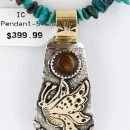 12kt Gold Filled and .925 Sterling Silver Handmade Dragonfly Navajo Tigers Eye Native American Necklace 371034040820