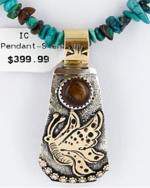 12kt Gold Filled and .925 Sterling Silver Handmade Dragonfly Certified Authentic Navajo Tigers Eye Native American Necklace 371034040820
