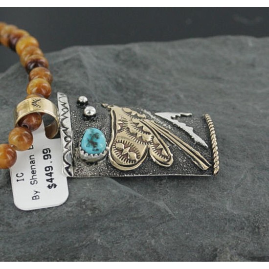 12kt Gold Filled and .925 Sterling Silver Handmade Dragonfly Certified Authentic Navajo Turquoise Native American Necklace 370917436378