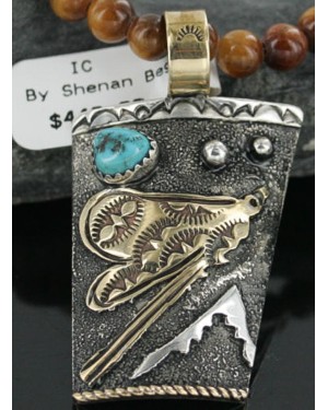 12kt Gold Filled and .925 Sterling Silver Handmade Dragonfly Certified Authentic Navajo Turquoise Native American Necklace 370917436378
