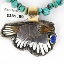 12kt Gold Filled and .925 Sterling Silver Handmade Eagle Certified Authentic Navajo Denim Lapis Native American Necklace 371051376146