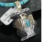 12kt Gold Filled and .925 Sterling Silver Handmade Eagle Certified Authentic Navajo Turquoise Native American Necklace 370910199203