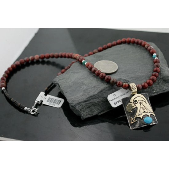 12kt Gold Filled and .925 Sterling Silver Handmade Eagle Certified Authentic Navajo Turquoise Native American Necklace 370973038262