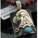 12kt Gold Filled and .925 Sterling Silver Handmade Eagle Certified Authentic Navajo Turquoise Native American Necklace 370973038262