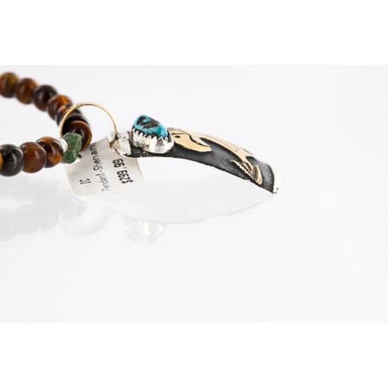 12kt Gold Filled and .925 Sterling Silver Handmade Eagle Certified Authentic Navajo Turquoise Native American Necklace 371009836570