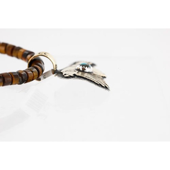 12kt Gold Filled and .925 Sterling Silver Handmade Eagle Certified Authentic Navajo Turquoise Native American Necklace 371013630270