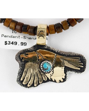 12kt Gold Filled and .925 Sterling Silver Handmade Eagle Certified Authentic Navajo Turquoise Native American Necklace 371013630270