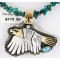 12kt Gold Filled and .925 Sterling Silver Handmade Eagle Certified Authentic Navajo Turquoise Native American Necklace 371045582382