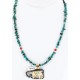 12kt Gold Filled and .925 Sterling Silver Handmade Eagle Certified Authentic Navajo Turquoise Native American Necklace 371047490983
