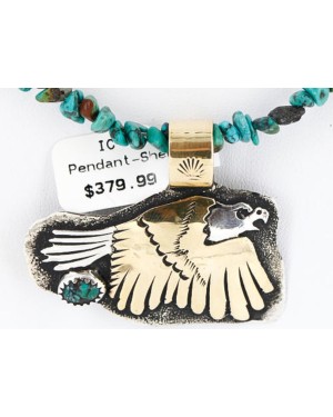 12kt Gold Filled and .925 Sterling Silver Handmade Eagle Certified Authentic Navajo Turquoise Native American Necklace 371047490983