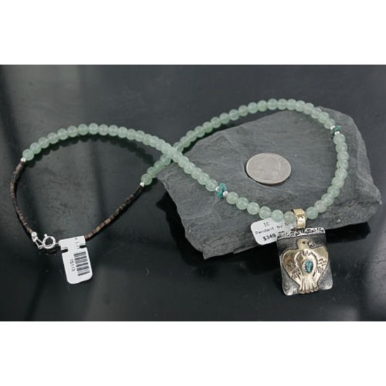12kt Gold Filled and .925 Sterling Silver Handmade Eagle Certified Authentic Navajo Turquoise Native American Necklace 390688870461