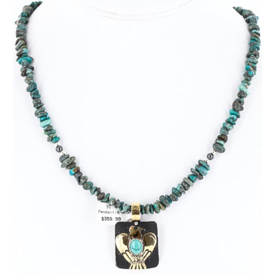 12kt Gold Filled and .925 Sterling Silver Handmade Eagle Certified Authentic Navajo Turquoise Native American Necklace 390841254641