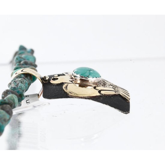 12kt Gold Filled and .925 Sterling Silver Handmade Eagle Certified Authentic Navajo Turquoise Native American Necklace 390841254641