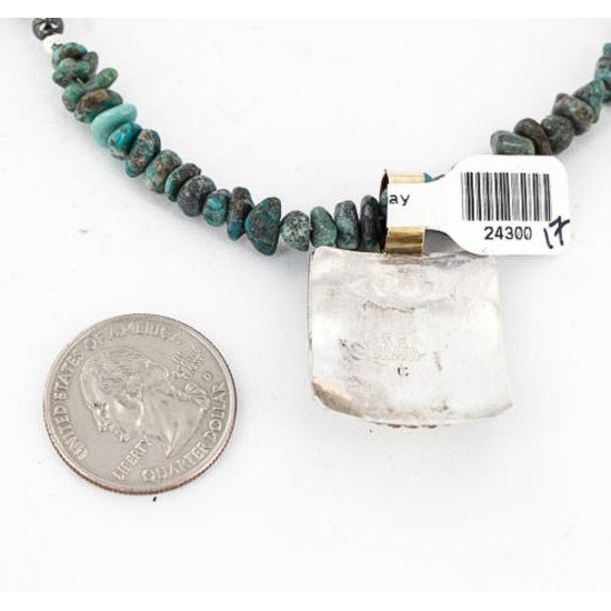 12kt Gold Filled and .925 Sterling Silver Handmade Eagle Certified Authentic Navajo Turquoise Native American Necklace 390841254641