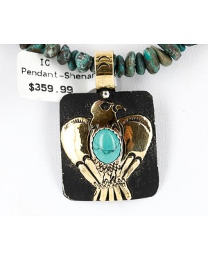 12kt Gold Filled and .925 Sterling Silver Handmade Eagle Certified Authentic Navajo Turquoise Native American Necklace 390841254641